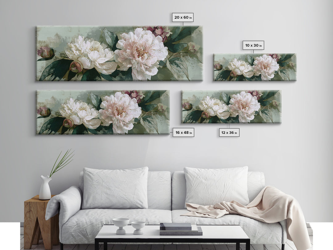 Neutral Peony Painting Framed Canvas Print, Guest Bedroom Art, Printable Art, Bedroom Decor, Abstract Art, Guest, GBA-3x1-1
