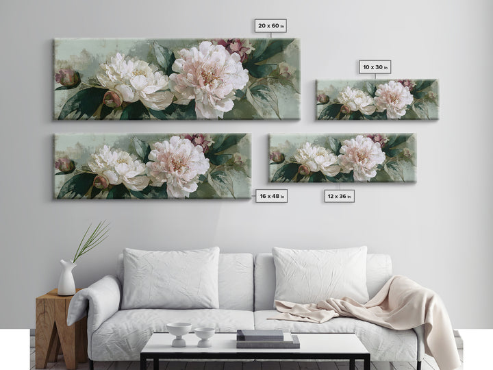 Neutral Peony Painting Framed Canvas Print, Guest Bedroom Art, Printable Art, Bedroom Decor, Abstract Art, Guest, GBA-3x1-1