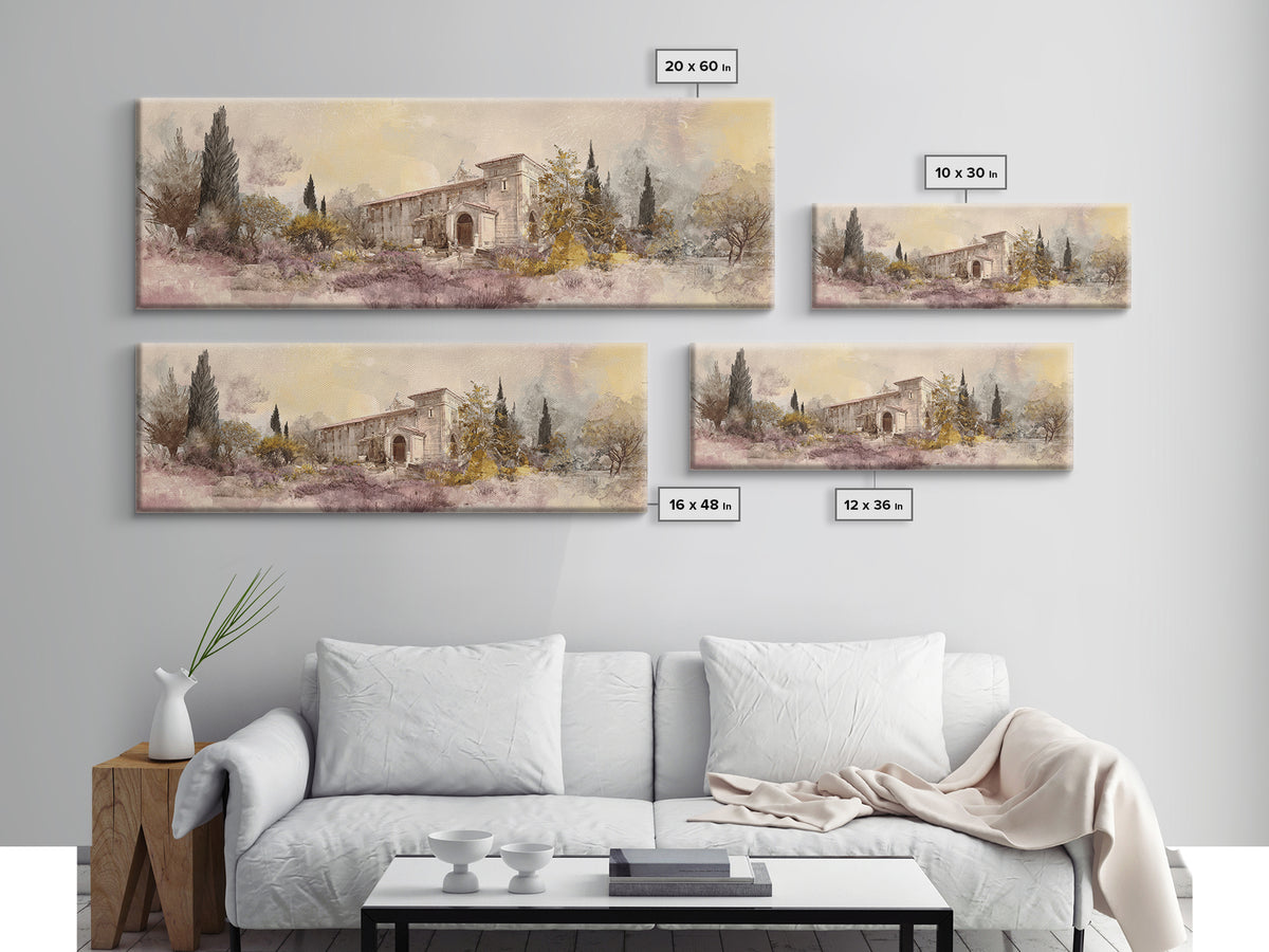 Lavender Field under Pale Sky Canvas Print, Guest Bedroom Art, Trendy Wall Art, Bedroom Decor, Watercolor Art, Guest, GBA-3x1-11