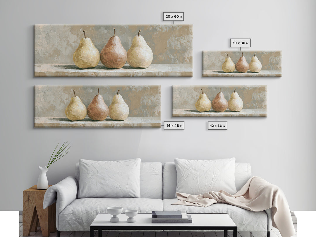 Classic Pear Still Life for Cozy Hospitality Framed Canvas Print, Guest Bedroom Art, Funky Wall Art, Bedroom Decor, Guest, GBA-3x1-12