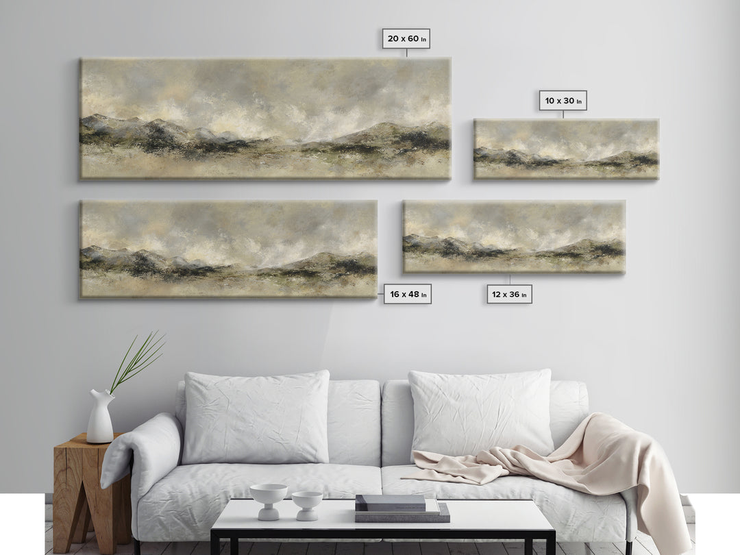 Gentle Rain over Distant Hills Canvas Print, Guest Bedroom Art, Bedroom Wall Art, Bedroom Decor, Fine Art, Guest, Neutral Decor, GBA-3x1-16