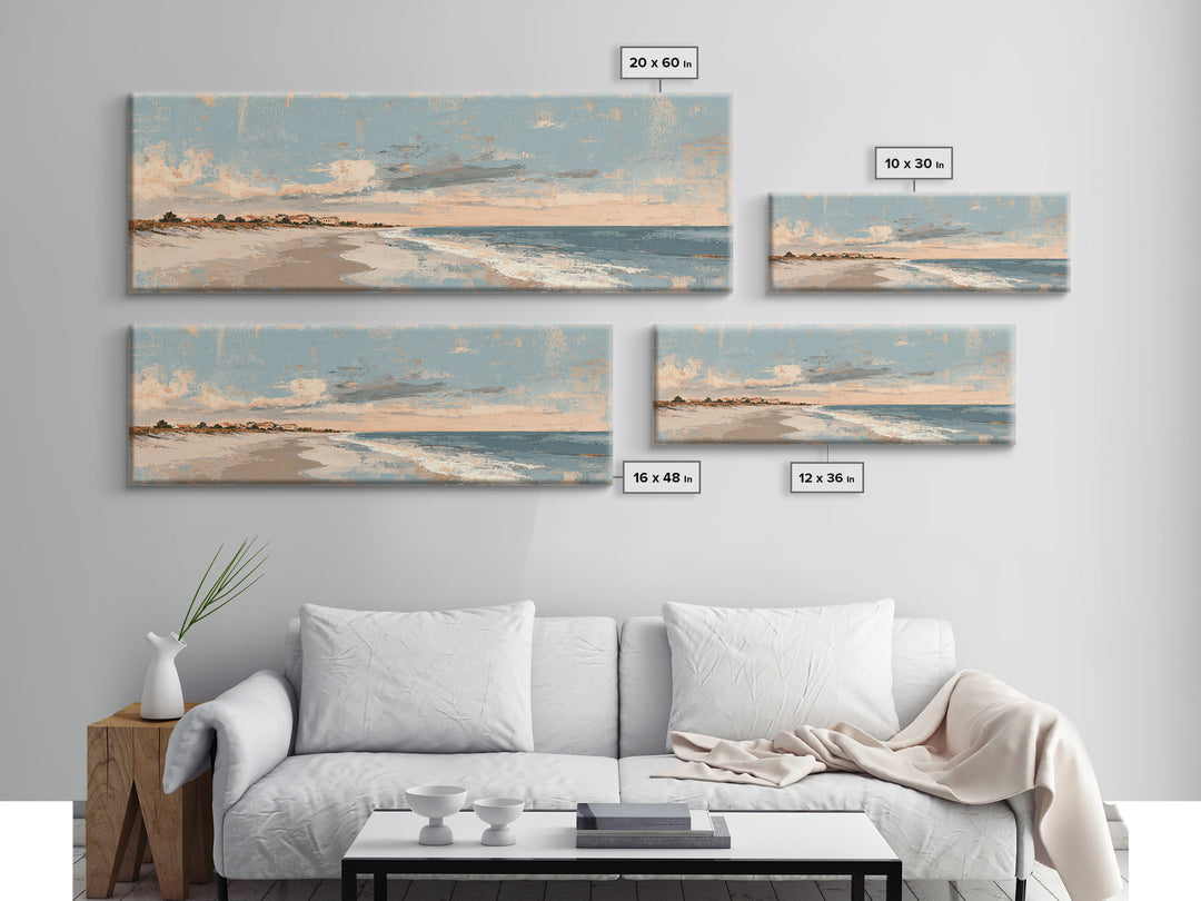 Coastal Dunes in Pale Blue and Sand Canvas Print, Guest Bedroom Art, Living Room Wall Art, Bedroom Decor, Fine Art, Guest, GBA-3x1-21