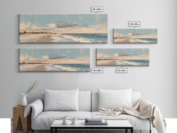Coastal Dunes in Pale Blue and Sand Canvas Print, Guest Bedroom Art, Living Room Wall Art, Bedroom Decor, Fine Art, Guest, GBA-3x1-21