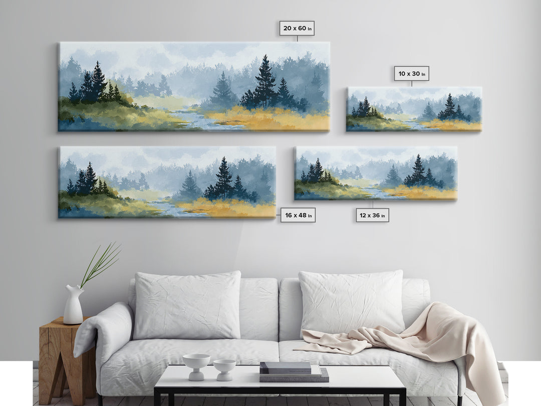 Monochrome Forest Silhouette Canvas Print, Guest Bedroom Art, Farmhouse Decor, Bedroom Decor, Fine Art, Guest, Trendy Wall Art, GBA-3x1-29