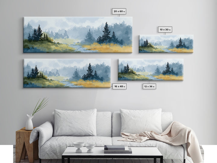 Monochrome Forest Silhouette Canvas Print, Guest Bedroom Art, Farmhouse Decor, Bedroom Decor, Fine Art, Guest, Trendy Wall Art, GBA-3x1-29