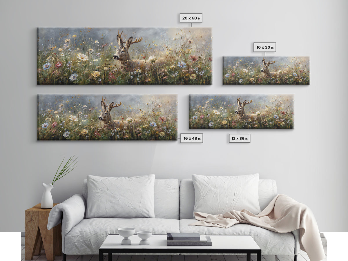 Sunlit Meadow with Delicate Flowers Canvas Print, Guest Bedroom Art, Luxury Decor, Bedroom Decor, Fine Art, Guest, Home, GBA-3x1-31
