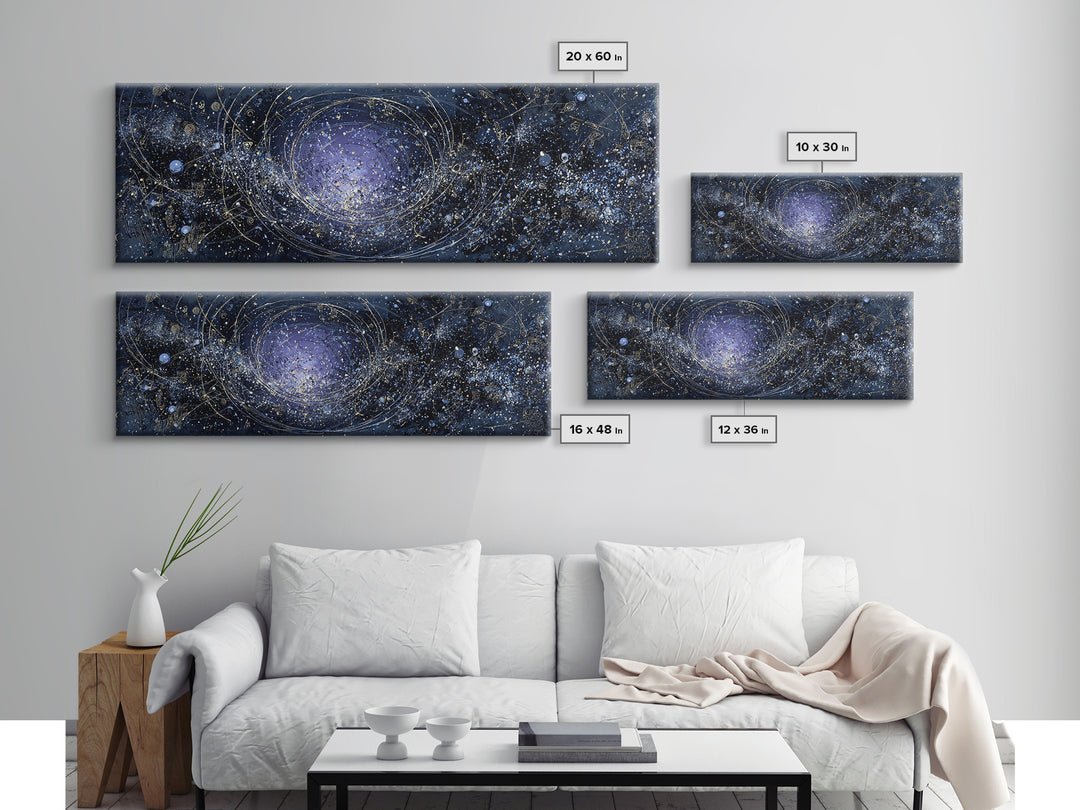 Minimal Moon and Stars Composition Framed Canvas Print, Guest Bedroom Art, Textured Painting, Bedroom Decor, Fine Art, Guest, GBA-3x1-56