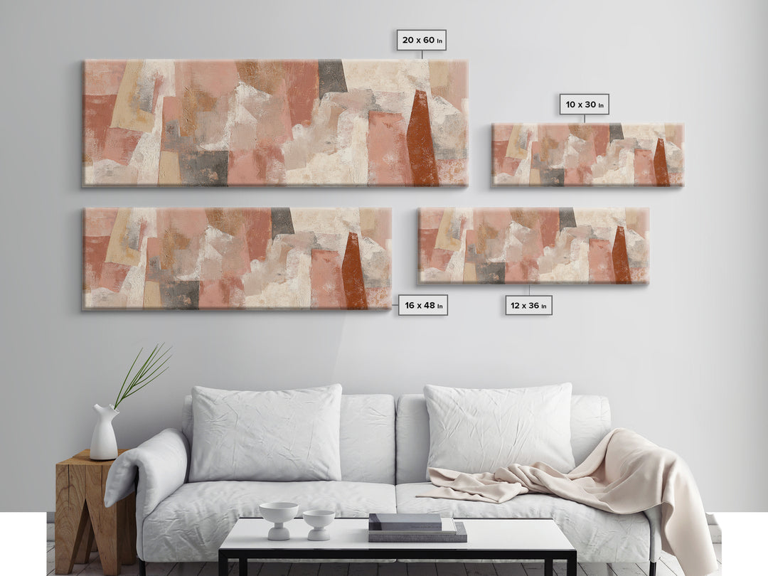 Warm Terracotta Shapes Canvas Print, Guest Bedroom Art, Gallery Decor, Bedroom Decor, Fine Art, Guest, Contemporary Art, GBA-3x1-62