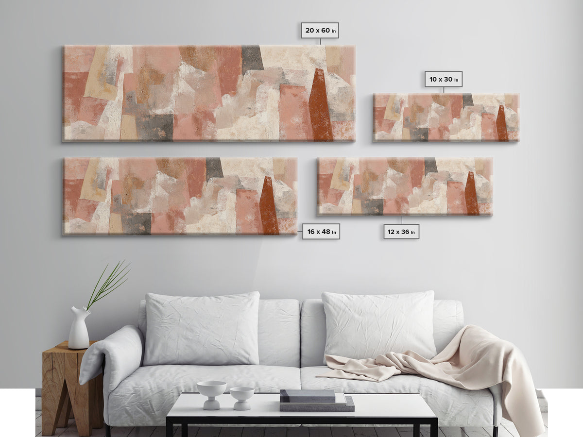 Warm Terracotta Shapes Canvas Print, Guest Bedroom Art, Gallery Decor, Bedroom Decor, Fine Art, Guest, Contemporary Art, GBA-3x1-62
