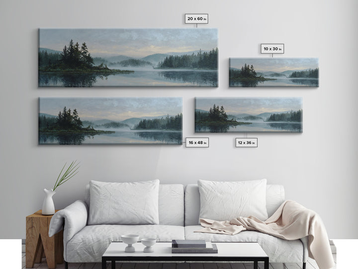 Quiet Lake Landscape at Early Morning Canvas Print, Guest Bedroom Art, Farmhouse Decor, Bedroom Decor, Fine Art, Guest, GBA-3x1-66