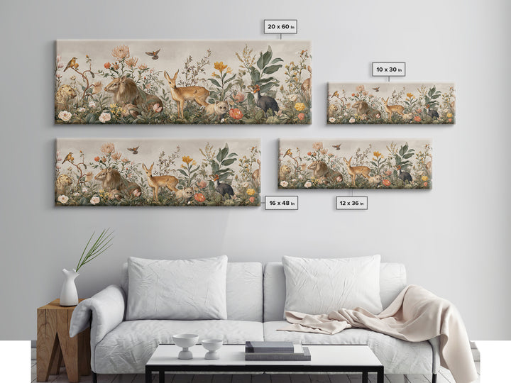 Sunlit Meadow with Delicate Flowers Framed Canvas Print, Guest Bedroom Art, Bedroom Decor, Watercolor Art, Guest, GBA-3x1-79