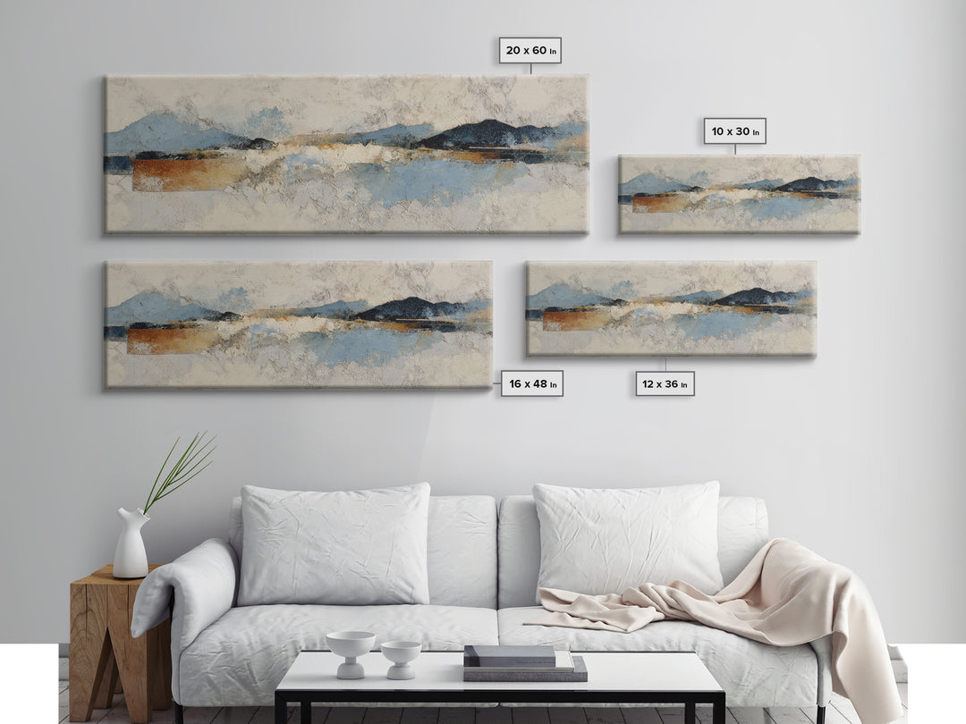 Warm Terracotta Shapes Canvas Print, Guest Bedroom Art, Framed Wall Art, Bedroom Decor, Abstract Art, Guest, GBA-3x1-86