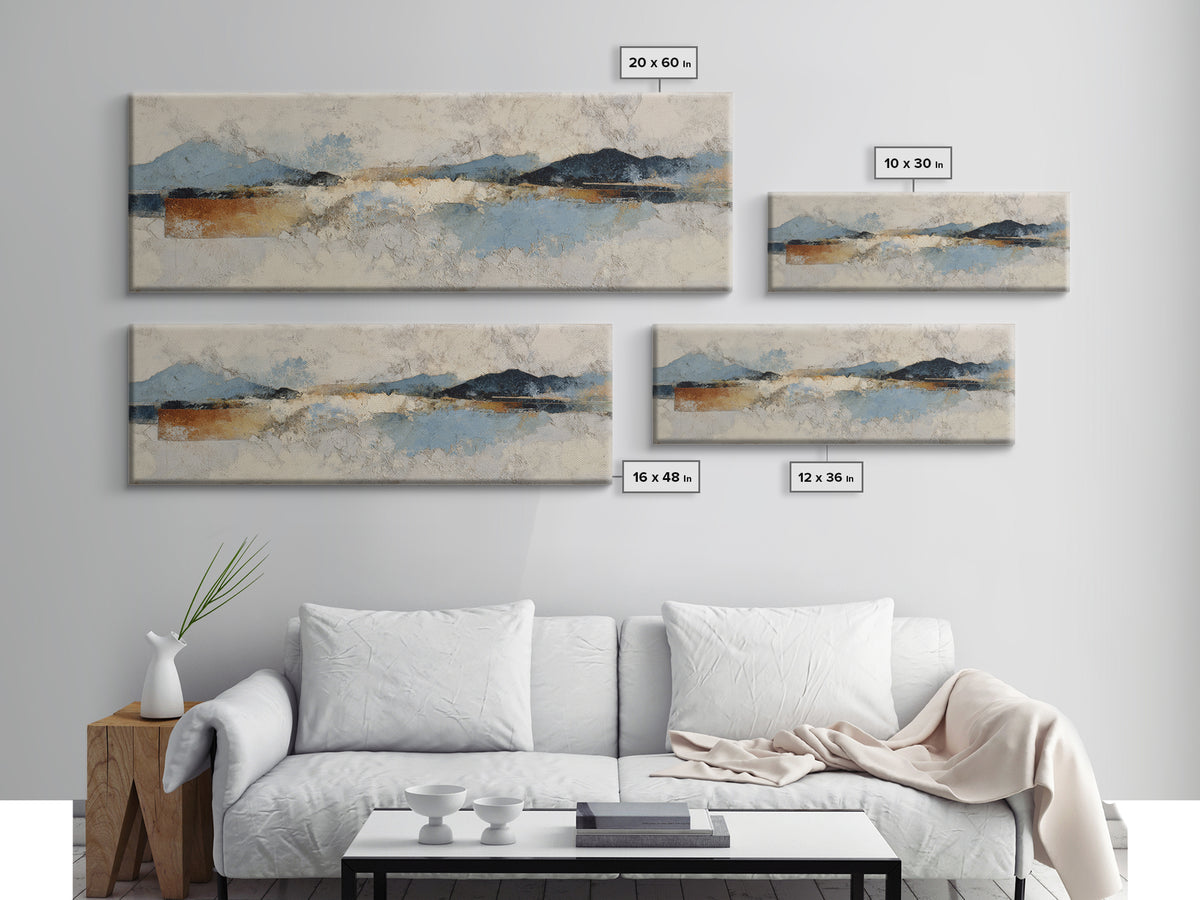 Warm Terracotta Shapes Canvas Print, Guest Bedroom Art, Framed Wall Art, Bedroom Decor, Abstract Art, Guest, GBA-3x1-86