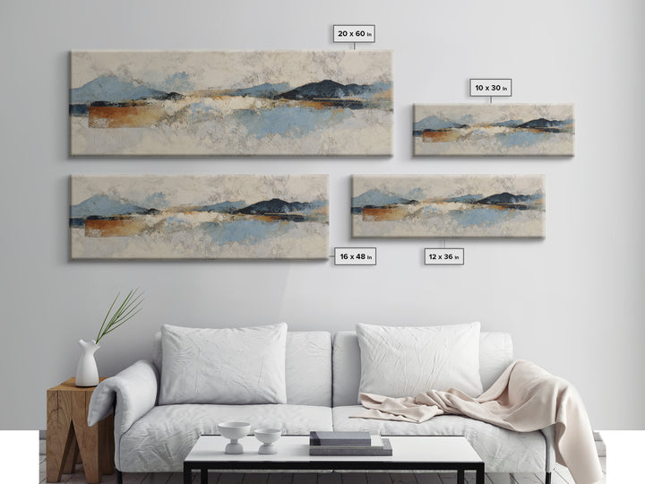 Warm Terracotta Shapes Canvas Print, Guest Bedroom Art, Framed Wall Art, Bedroom Decor, Abstract Art, Guest, GBA-3x1-86