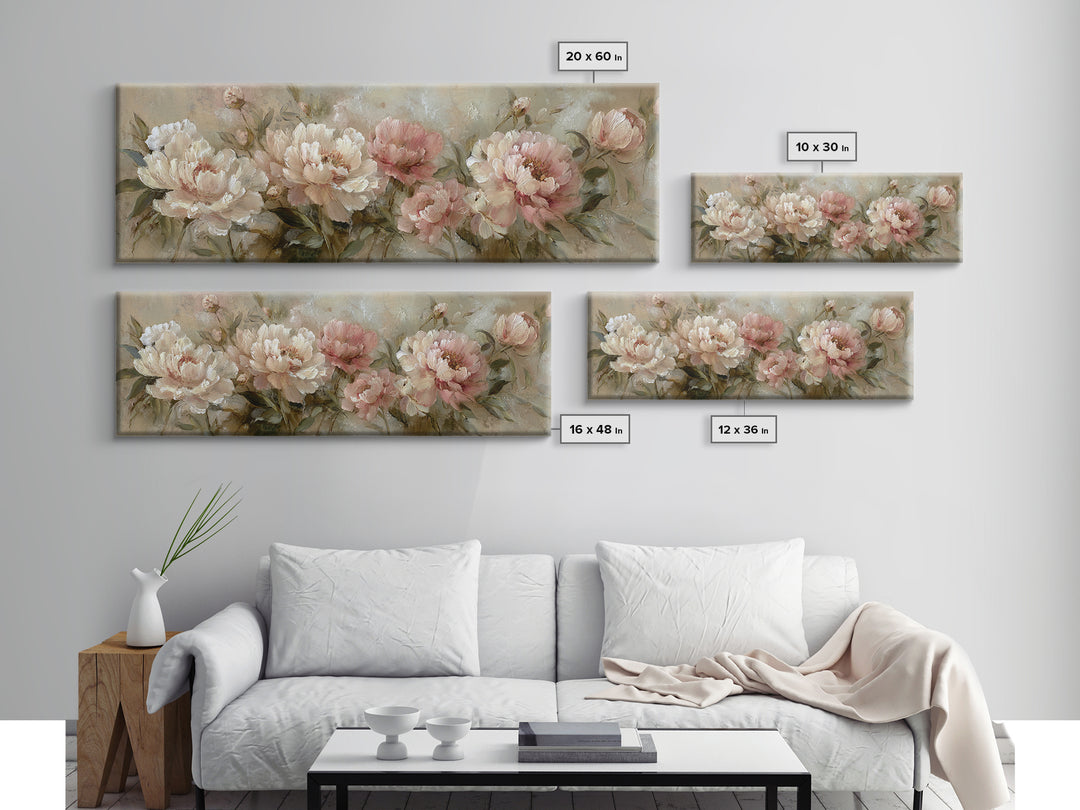 Neutral Peony Painting Canvas Print, Guest Bedroom Art, Gallery Decor, Bedroom Decor, Abstract Art, Guest, Contemporary Art, GBA-3x1-97