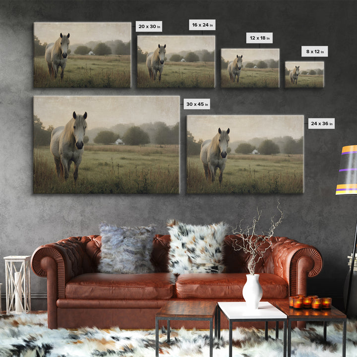 Quiet Horse Pasture at Sunset Canvas Print, Guest Bedroom Art, New Home Gift, Bedroom Decor, Guest, Minimalist Wall Art, GBA-3x2-1
