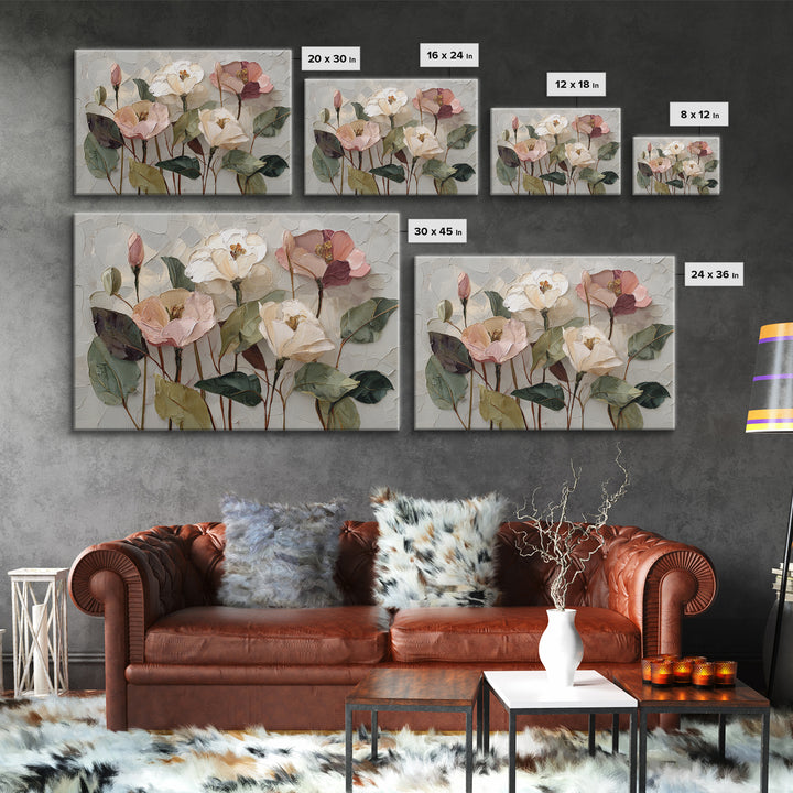 Gentle Botanical Line Drawing Trio Framed Canvas Print, Guest Bedroom Art, Digital Print, Bedroom Decor, Oil Painting, Guest, GBA-3x2-10