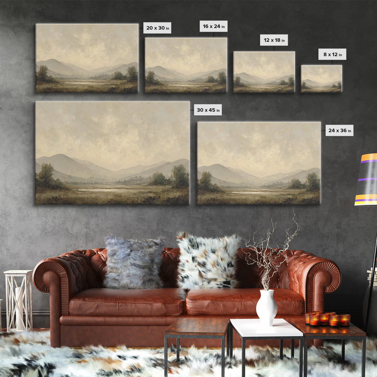 Gentle Rain over Distant Hills Framed Canvas Print, Guest Bedroom Art, Fine Art Print, Bedroom Decor, Oil Painting, Guest, GBA-3x2-100