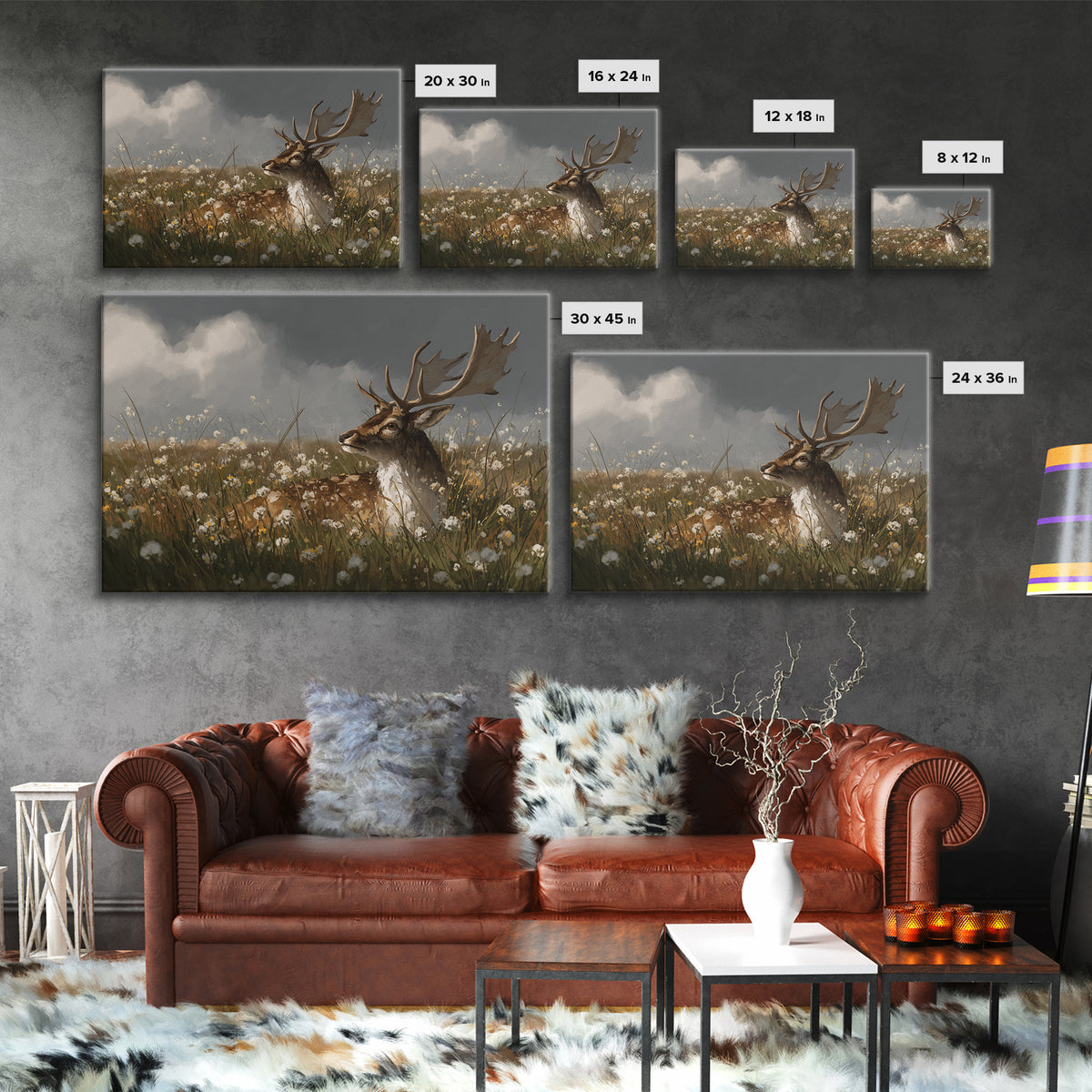 Sunlit Meadow with Delicate Flowers Framed Canvas Print, Guest Bedroom Art, Above Bed Decor, Bedroom Decor, Fine Art, Guest, GBA-3x2-19