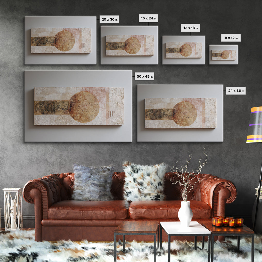Warm Terracotta Shapes Canvas Print, Guest Bedroom Art, Framed Wall Art, Bedroom Decor, Abstract Art, Guest, GBA-3x2-26