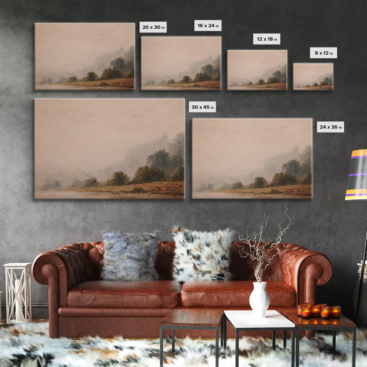 Gentle Rain over Distant Hills Framed Canvas Print, Guest Bedroom Art, Bedroom Decor, Fine Art, Guest, Above Bed Decor, GBA-3x2-28