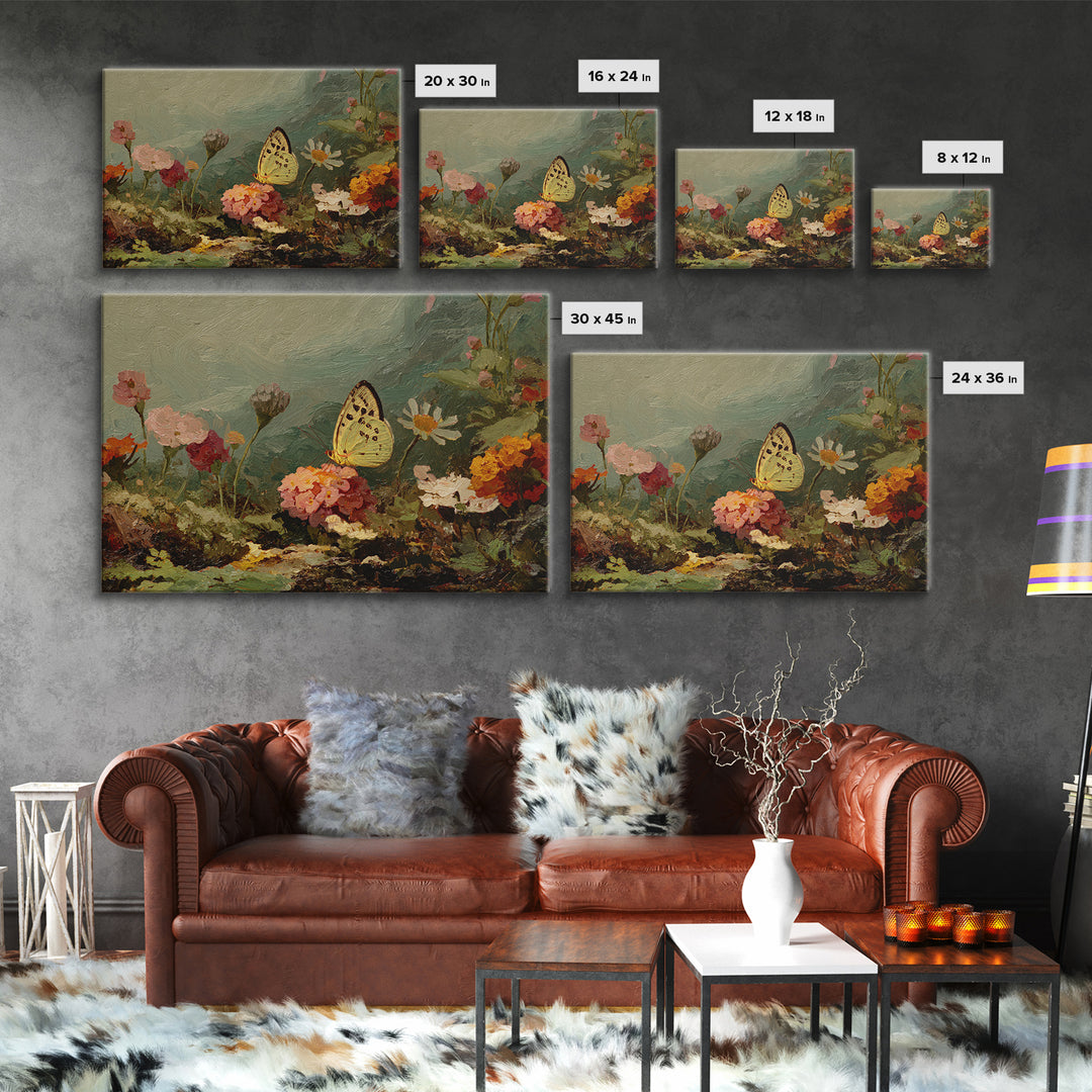 Garden Butterfly and Flowers Specimen Study Canvas Print, Guest Bedroom Art, Printable Art, Bedroom Decor, Fine Art, Guest, GBA-3x2-3