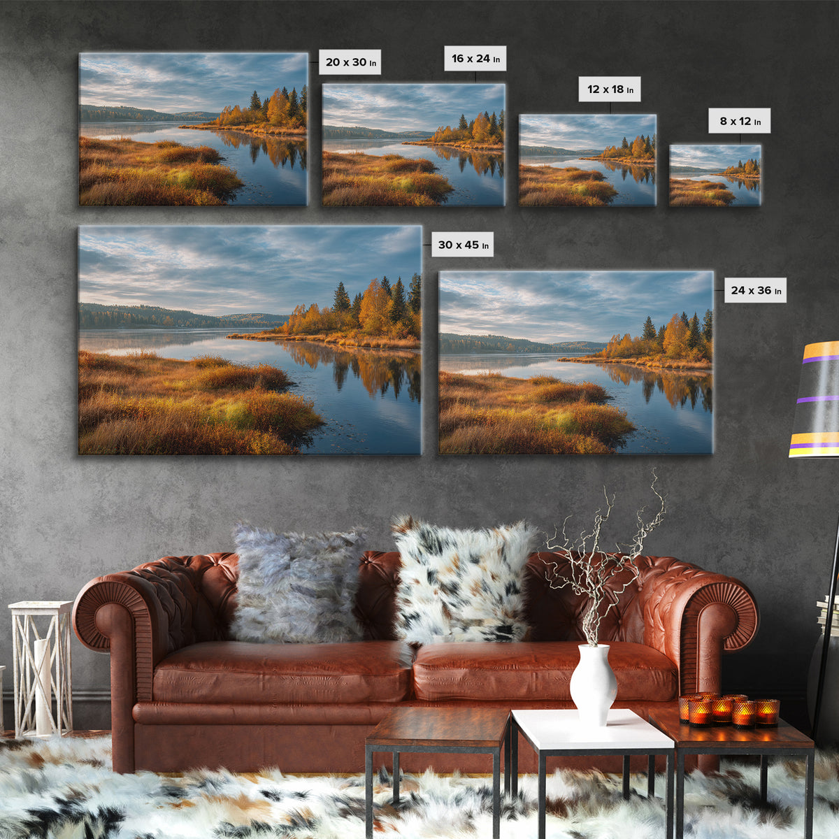 Quiet Lake Landscape at Early Morning Canvas Print, Guest Bedroom Art, Pink Wall Art, Bedroom Decor, Oil Painting, Guest, GBA-3x2-30