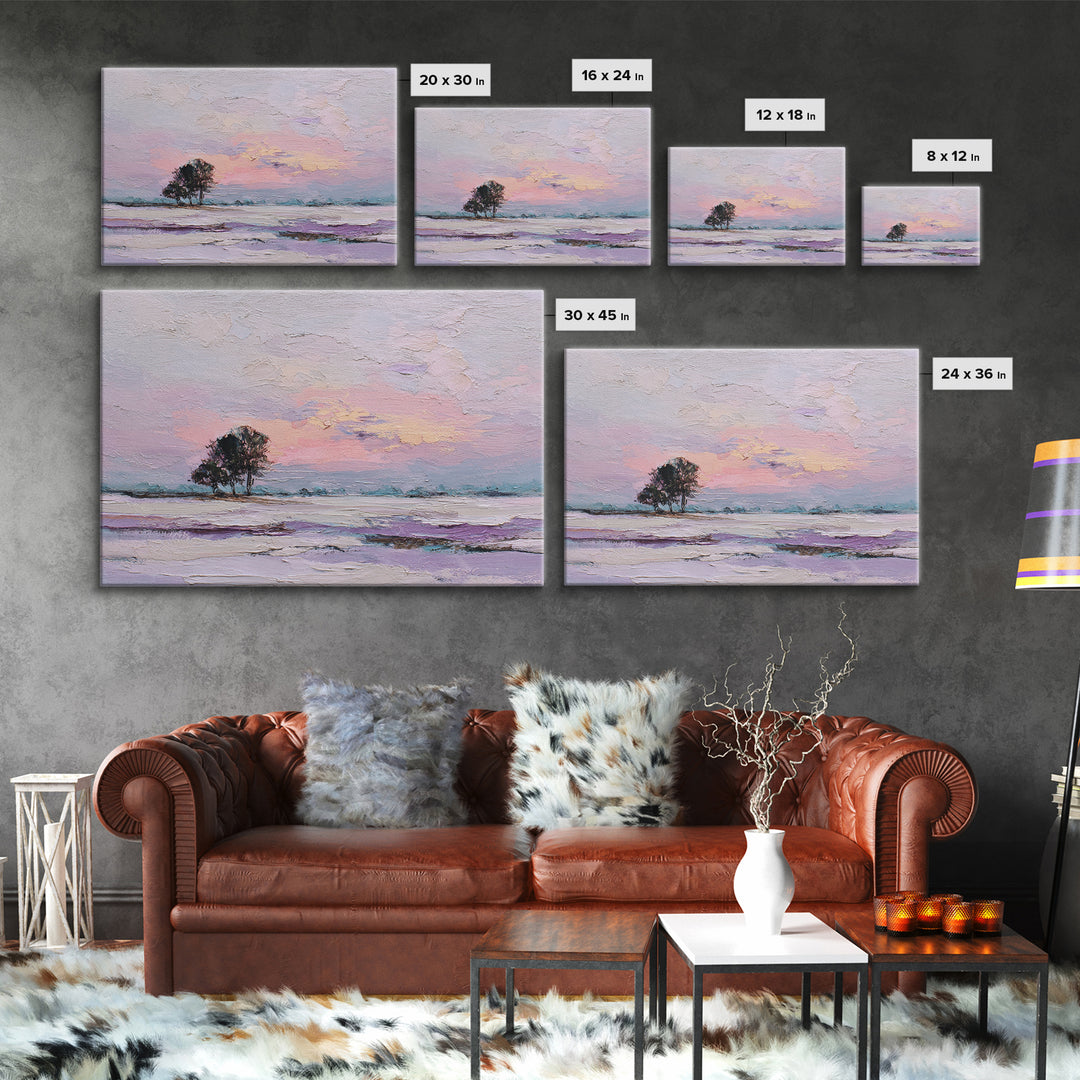 Lavender Field under Pale Sky Framed Canvas Print, Guest Bedroom Art, Room Decor, Bedroom Decor, Oil Painting, Guest, GBA-3x2-47