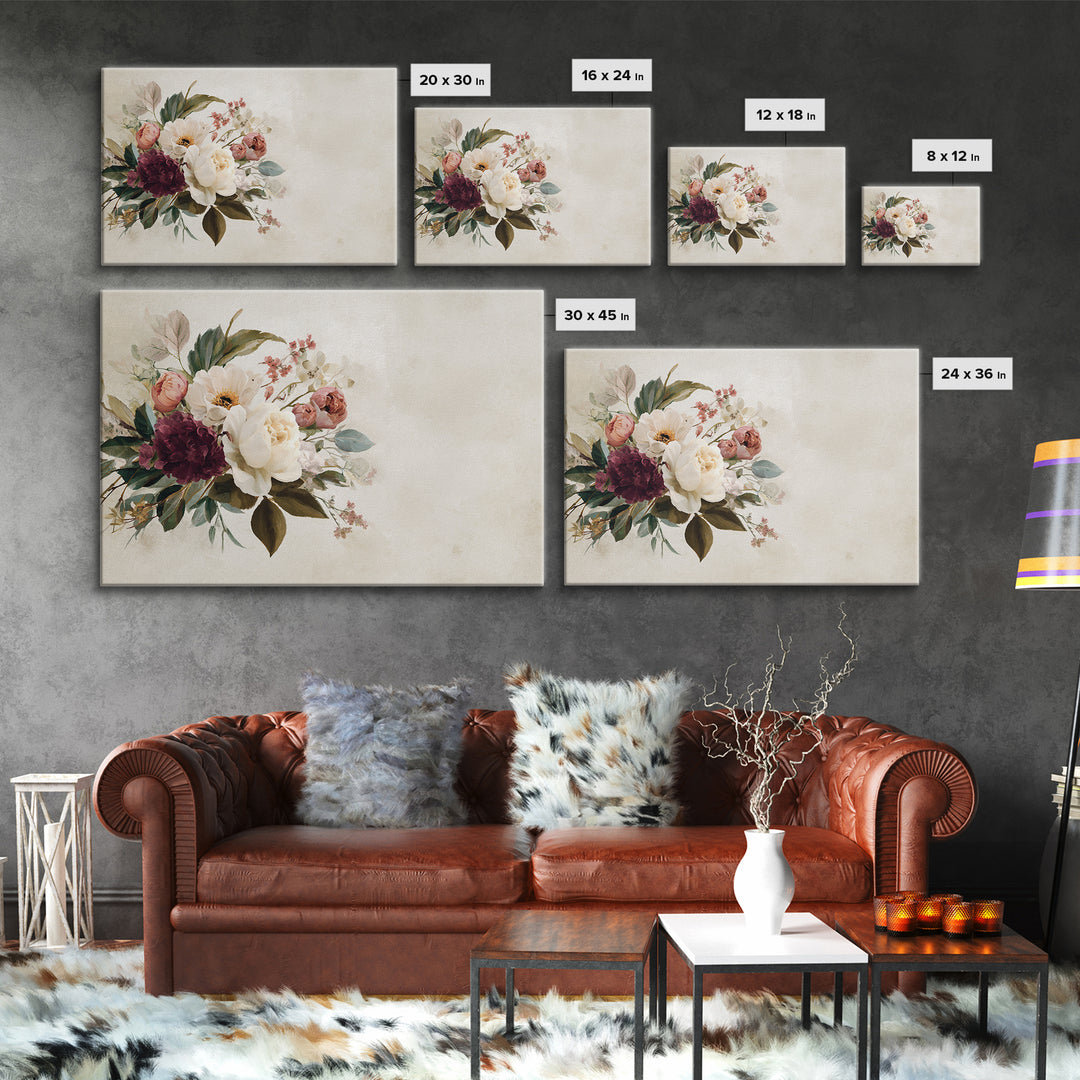 Welcoming Wildflower Bouquet Framed Canvas Print, Guest Bedroom Art, Bedroom Wall Art, Bedroom Decor, Oil Painting, Guest, GBA-3x2-5