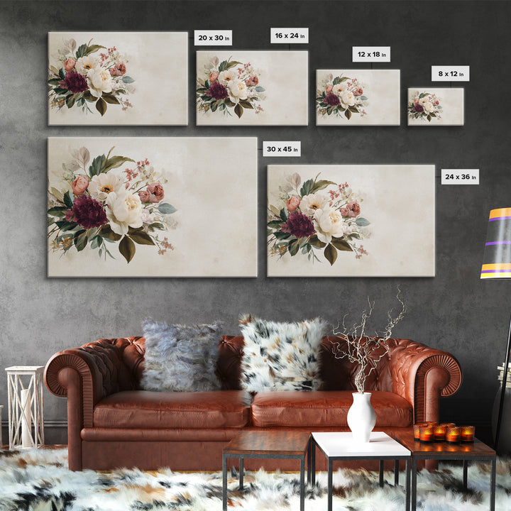Welcoming Wildflower Bouquet Framed Canvas Print, Guest Bedroom Art, Bedroom Wall Art, Bedroom Decor, Oil Painting, Guest, GBA-3x2-5