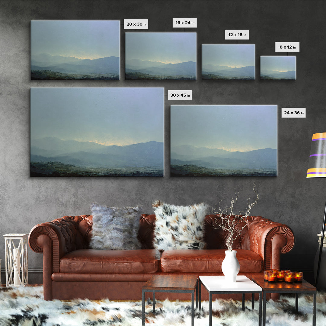 Soft Mountain Horizon Framed Canvas Print, Guest Bedroom Art, Art Print, Bedroom Decor, Fine Art, Guest, Home, GBA-3x2-59