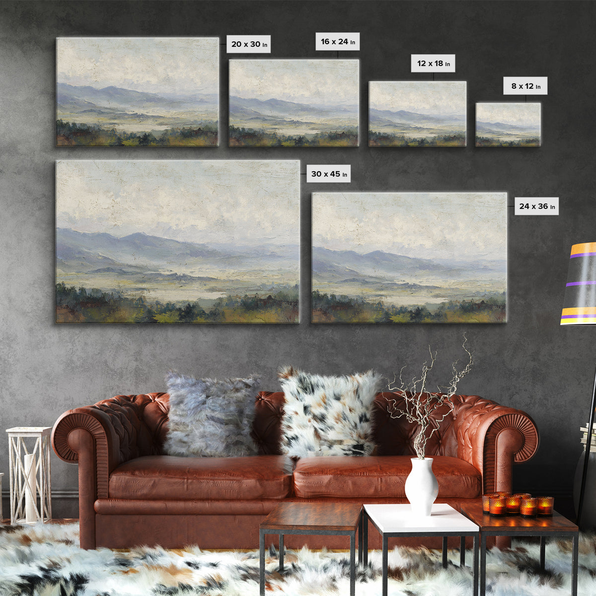 Gentle Rain over Distant Hills Canvas Print, Guest Bedroom Art, Farmhouse Wall Art, Bedroom Decor, Watercolor Art, Guest, GBA-3x2-76