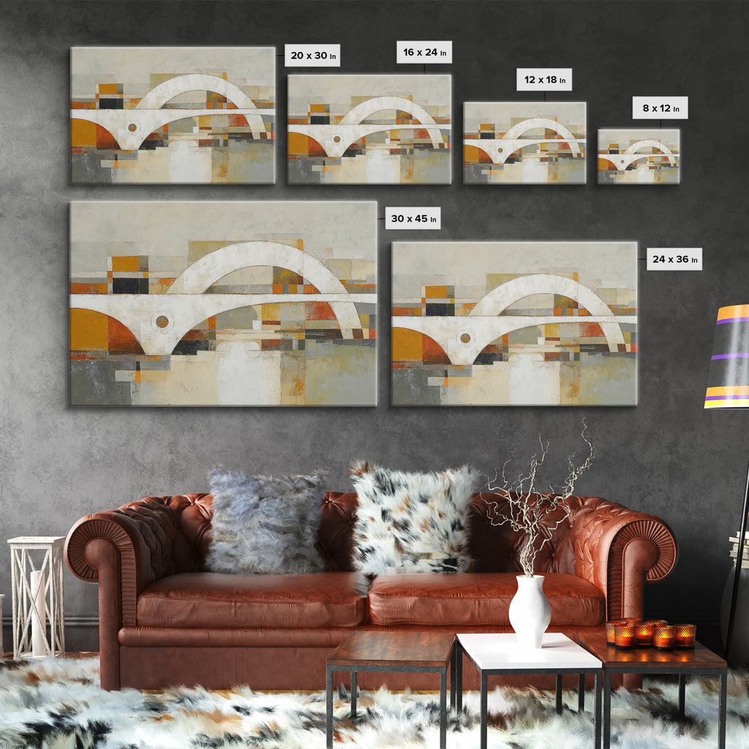 Warm Abstract Arches Framed Canvas Print, Guest Bedroom Art, Downloadable Prints, Bedroom Decor, Abstract Art, Guest, GBA-3x2-79