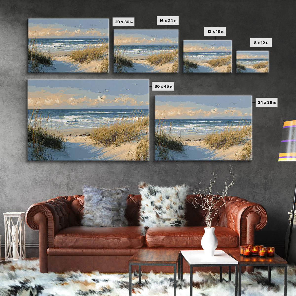 Coastal Dunes in Pale Blue and Sand Framed Canvas Print, Guest Bedroom Art, Downloadable Prints, Bedroom Decor, Fine Art, Guest, GBA-3x2-81