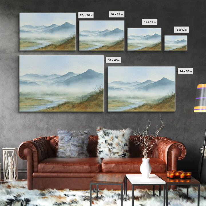 Soft Mountain Horizon Canvas Print, Guest Bedroom Art, Wall Art, Bedroom Decor, Oil Painting, Guest, New Home Gift, GBA-3x2-83