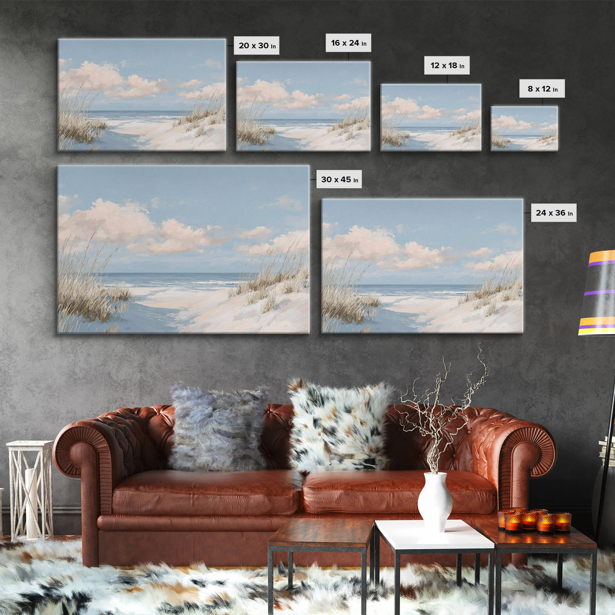 Coastal Dunes in Pale Blue and Sand Framed Canvas Print, Guest Bedroom Art, Farmhouse Decor, Bedroom Decor, Fine Art, Guest, GBA-3x2-9