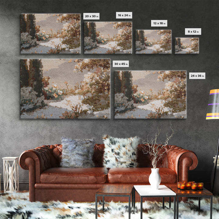 Sunlit Meadow with Delicate Flowers Framed Canvas Print, Guest Bedroom Art, Poster, Bedroom Decor, Watercolor Art, Guest, GBA-3x2-91