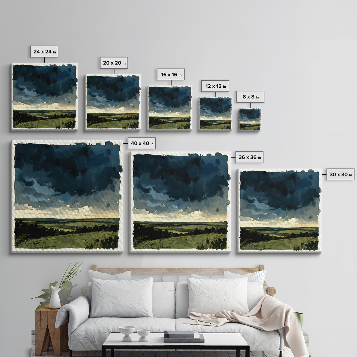 Elegant Ink Wash Landscape Canvas Print, General Fine Art, Wall Decor, Living Room Decor, Fine Art, Original Painting, GEN-1x1-20