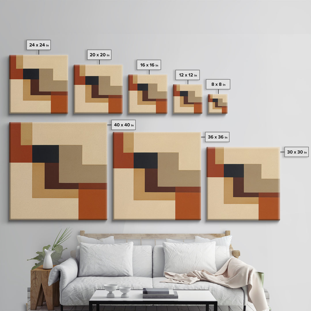 Modern Geometric Composition Framed Canvas Print, General Fine Art, Digital Print, Living Room Decor, Abstract Art, GEN-1x1-34