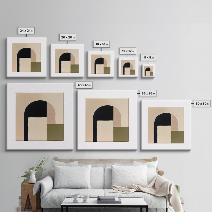 Monochrome Architectural Arch Composition Canvas Print, General Fine Art, Print, Living Room Decor, Watercolor Art, GEN-1x1-36