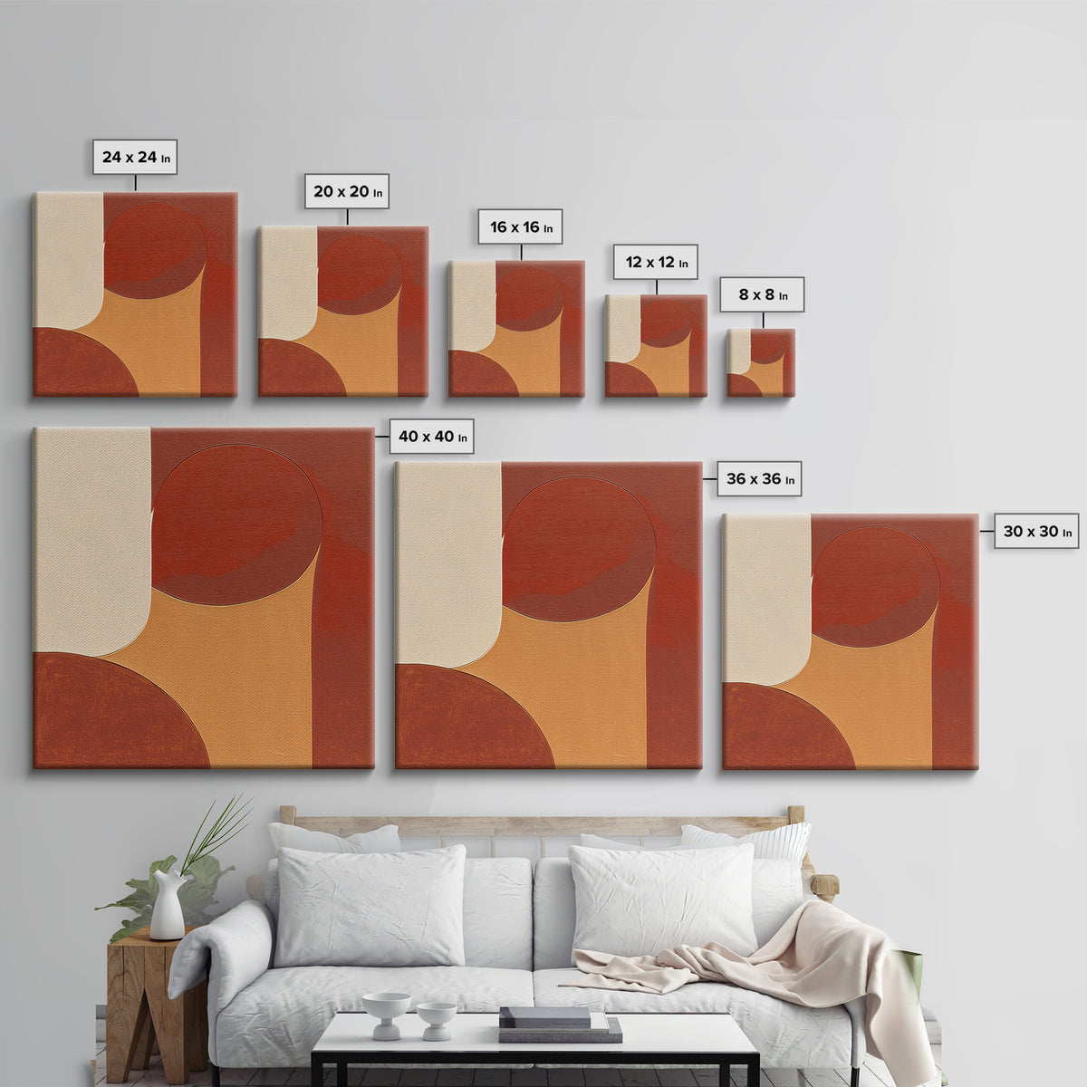 Warm Terracotta Abstract Framed Canvas Print, General Fine Art, Original Art, Living Room Decor, Abstract Art, GEN-1x1-6