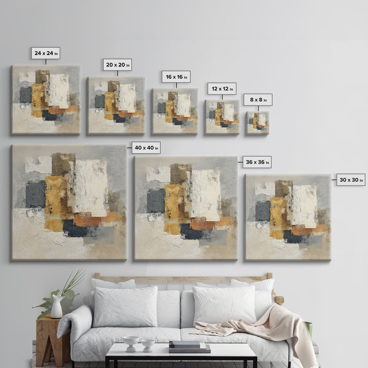 Earthy Plaster Texture Abstract Framed Canvas Print, General Fine Art, Neutral Decor, Living Room Decor, Fine Art, GEN-1x1-63