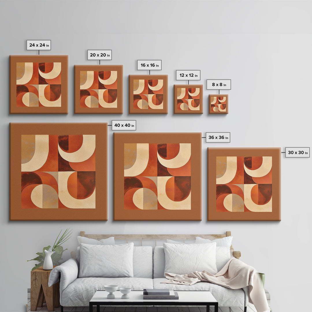 Warm Terracotta Abstract Framed Canvas Print, General Fine Art, Statement Artwork, Living Room Decor, Abstract Art, GEN-1x1-78