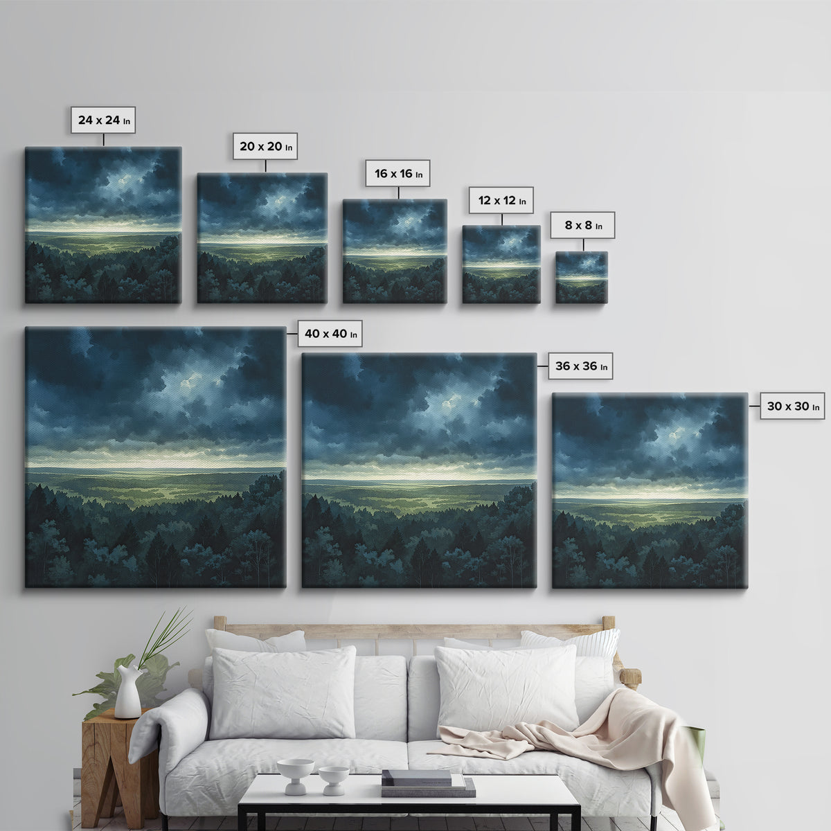 Moody Forest Clearing Framed Canvas Print, General Fine Art, Digital Prints, Living Room Decor, Oil Painting, GEN-1x1-8