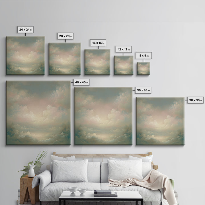 Romantic Cloudscape with Blush and Cream Tones Canvas Print, General Fine Art, Neutral Decor, Living Room Decor, Fine Art, GEN-1x1-90