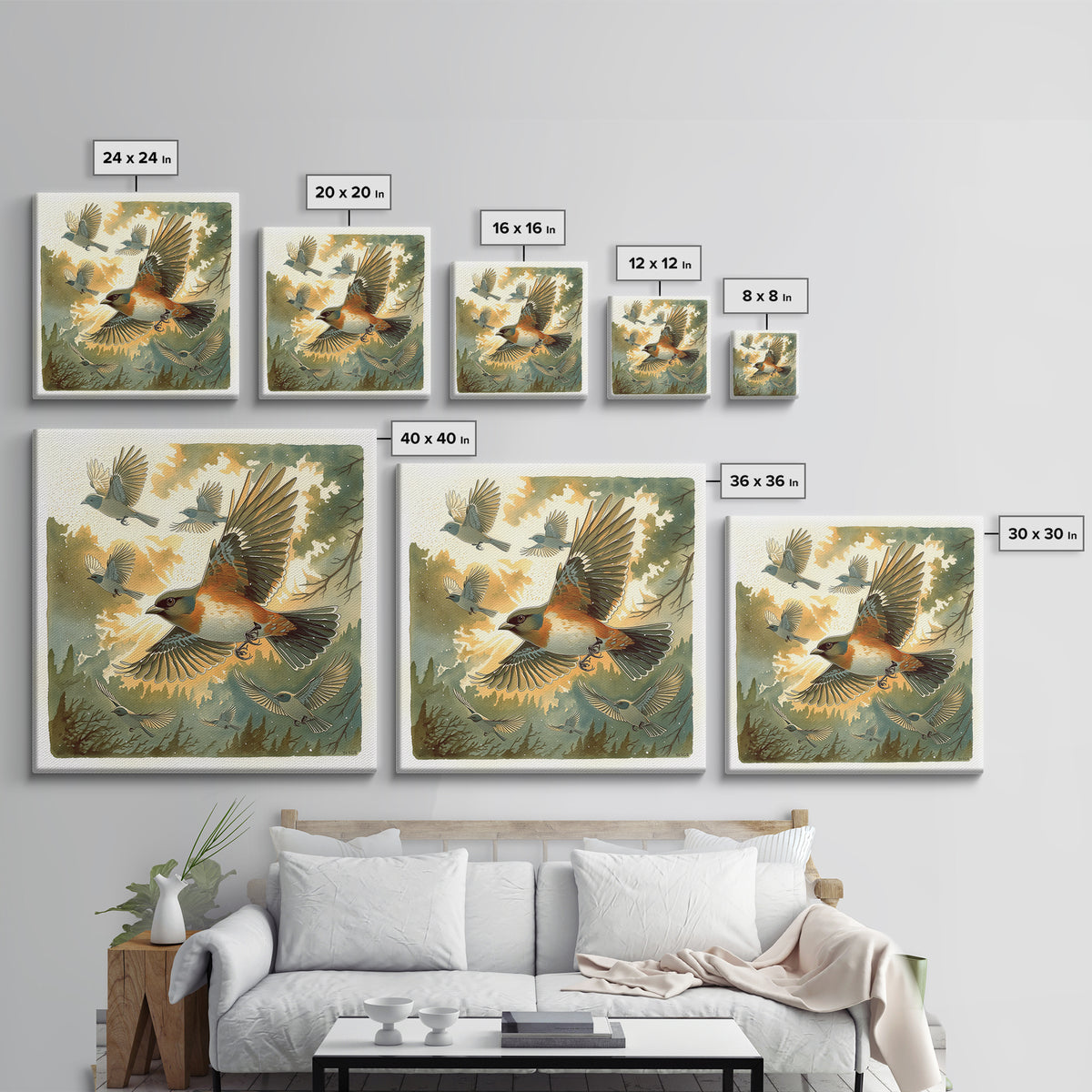 Minimal Birds in Flight over an Open Canvas Print, General Fine Art, Modern Decor, Living Room Decor, Fine Art, GEN-1x1-94