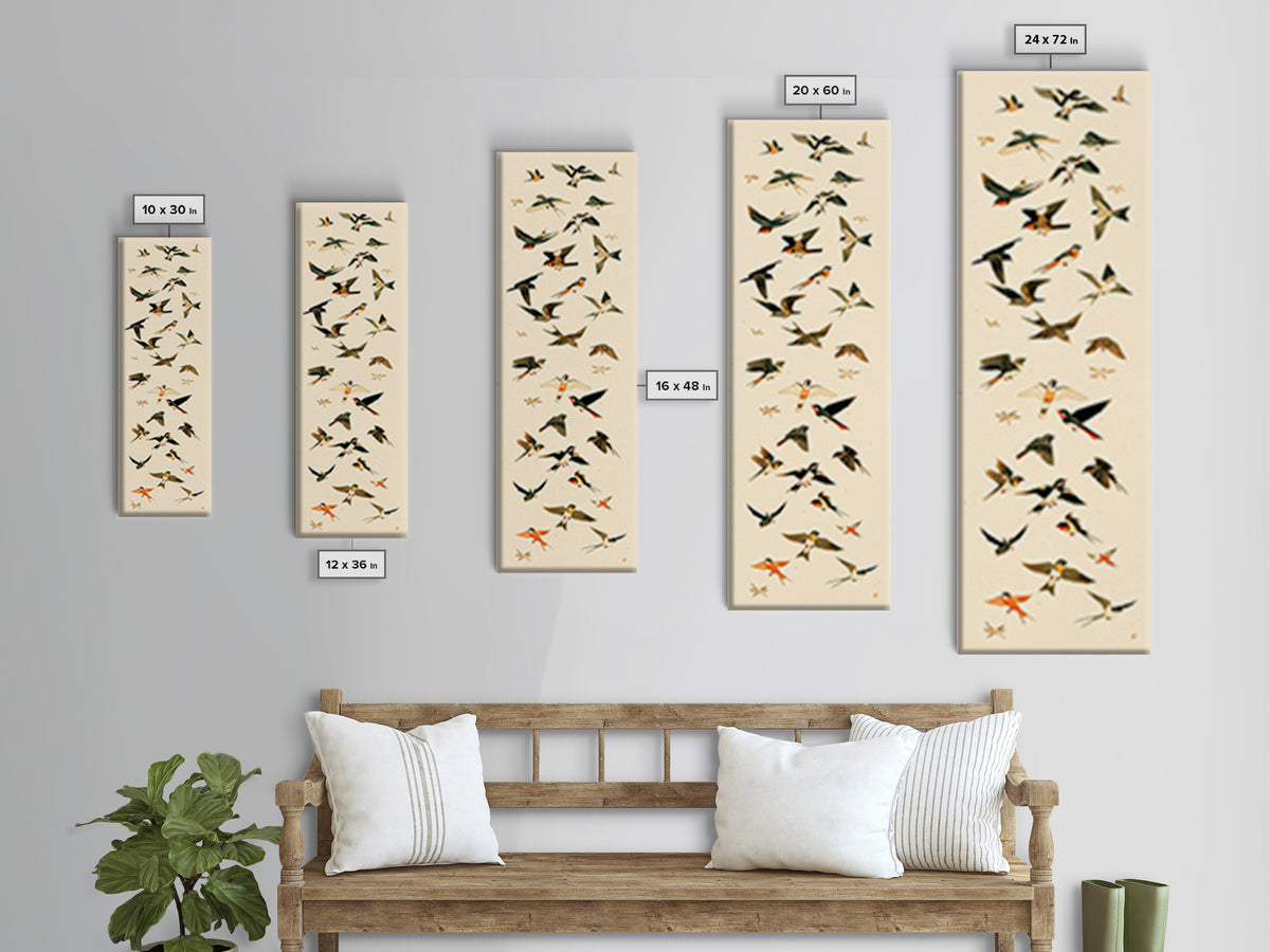 Minimal Birds in Flight over an Open Canvas Print, General Fine Art, Art Nouveau, Living Room Decor, Fine Art, GEN-1x3-10
