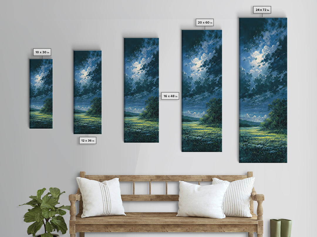 Sunlit Meadow with Loose Impressionist Brushwork Canvas Print, General Fine Art, Canvas Art, Living Room Decor, Fine Art, GEN-1x3-2