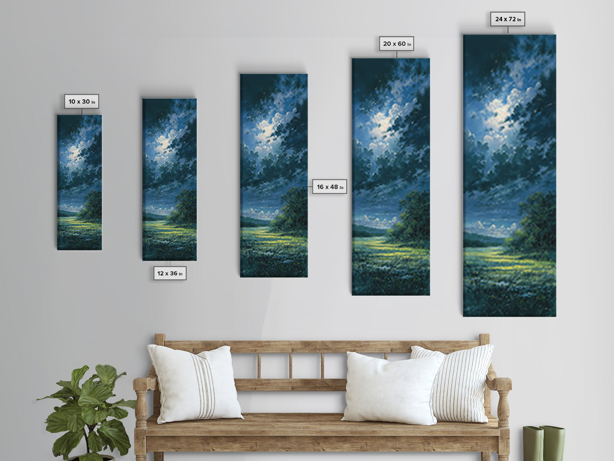 Sunlit Meadow with Loose Impressionist Brushwork Canvas Print, General Fine Art, Canvas Art, Living Room Decor, Fine Art, GEN-1x3-2