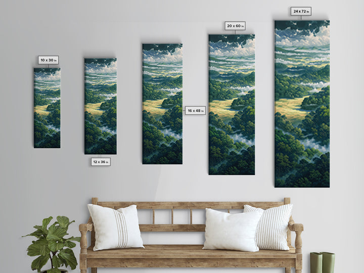 Moody Forest Clearing Framed Canvas Print, General Fine Art, Poster, Living Room Decor, Fine Art, Wall Art Prints, GEN-1x3-20